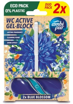 Гелевая подвеска для туалета Ambi Pur WC Active Голубой цветок, 2х45 г